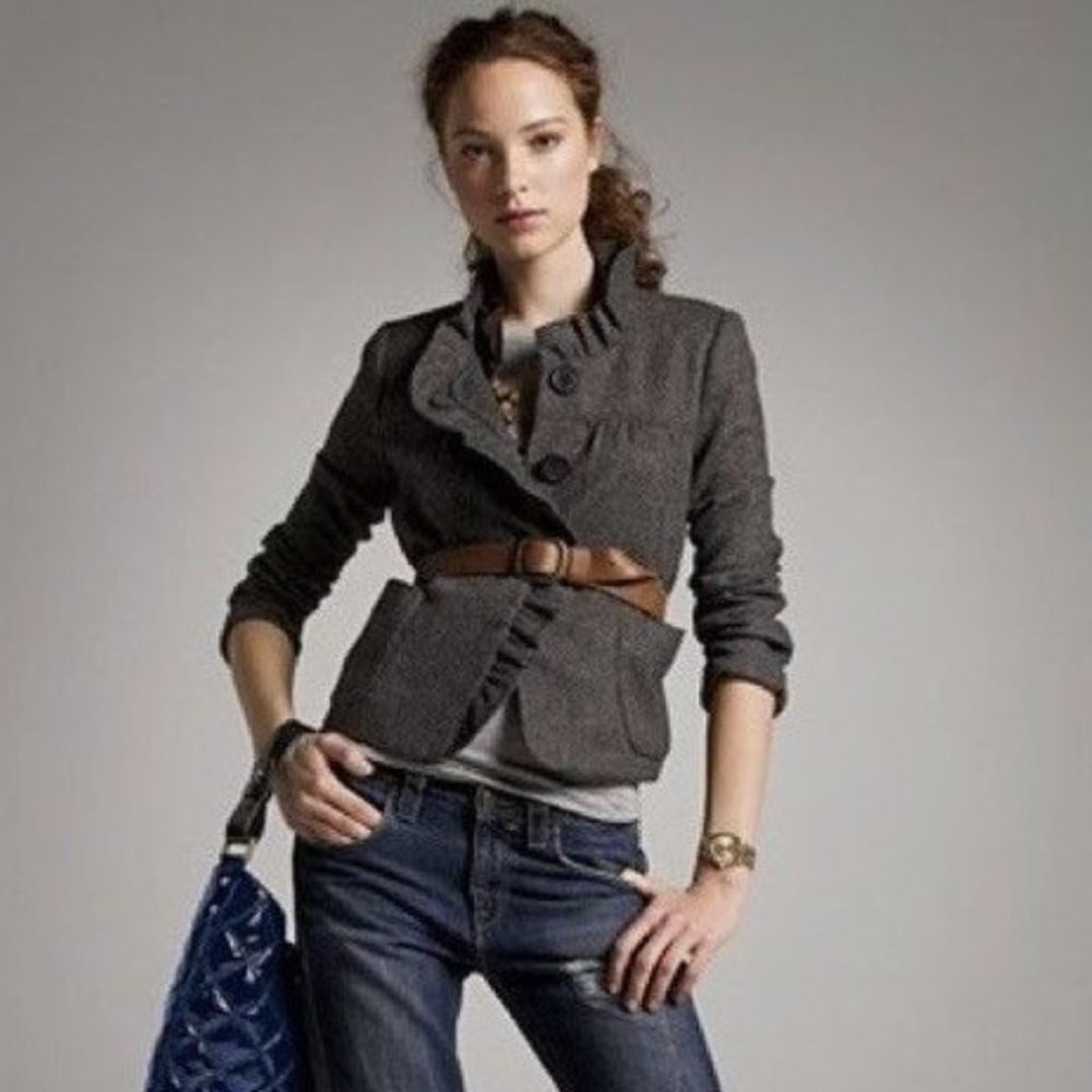 J. Crew herringbone wool crop jacket